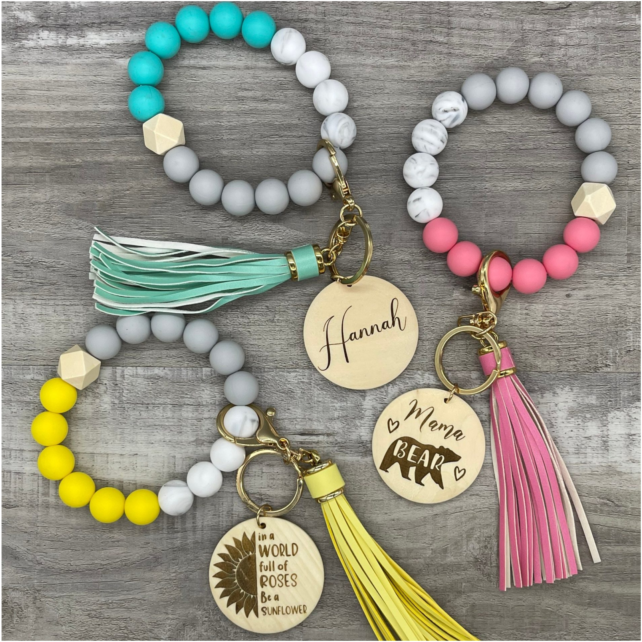 Personalized Marble Print Keychain Wristlet