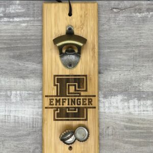 Personalized Bottle Opener with cap catching magnet