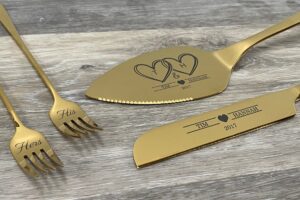 Cake Knife and Server Set with 2 Dessert Forks