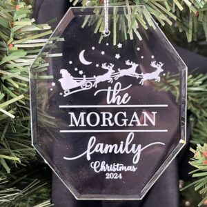 Crystal Personalized Christmas Ornaments - Octagon