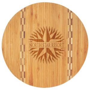 11 3/4" Round Bamboo Cutting Board with Butcher Block Inlay