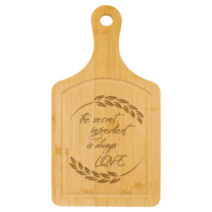 13 1/2" x 7" Bamboo Cutting Board Paddle Shape with Drip Ring
