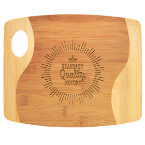 11" x 9" x 5/16" Bamboo Two Tone Cutting Board with Handle