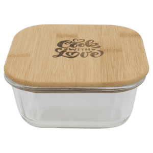 18 oz. Square Glass Container with Bamboo Lid