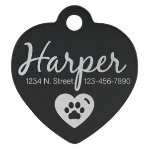 1" x 1" Laserable Anodized Aluminum Heart Pet Tag