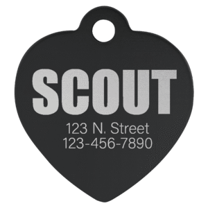 1 1/4" x 1 1/4" Laserable Anodized Aluminum Heart Pet Tag