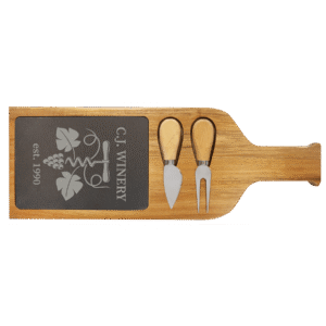 17 1/2" x 6" Acacia Wood/Slate Serving Board with Two Tools